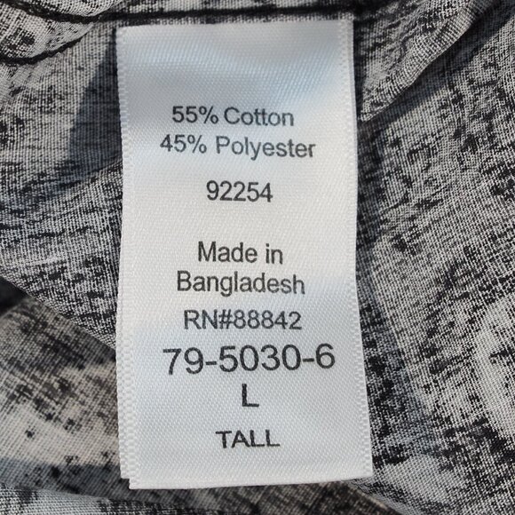 KingSize Shirt Mens LT Large Tall Black Gray Paisley Flip Cuff Preppy Minimalist - Picture 8 of 10